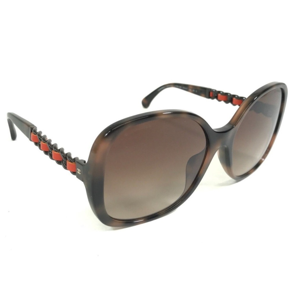CHANEL Sunglasses 5470-Q-A c.1761/S5 Tortoise Red Leather Palladium Woven